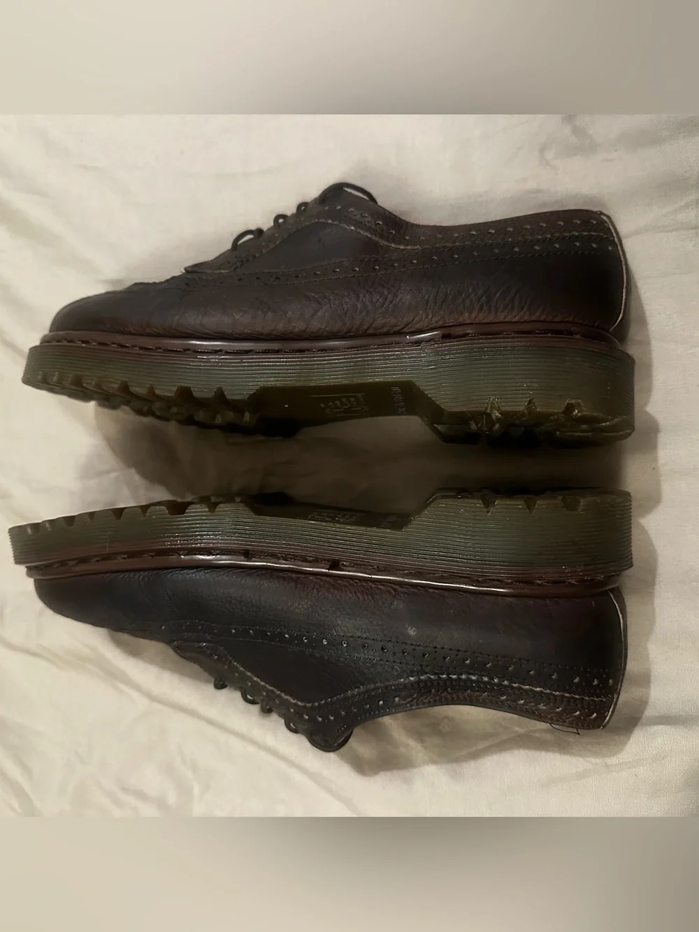 Vintage Dr Martens 3989 Shoes Mens 9 UK 8 Y2k Brown Wingtip Made In England 90s